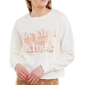 Spiritual Gangster Women's White "Be Kind to all Kinds" Crop Sweatshirt‎ Size M
